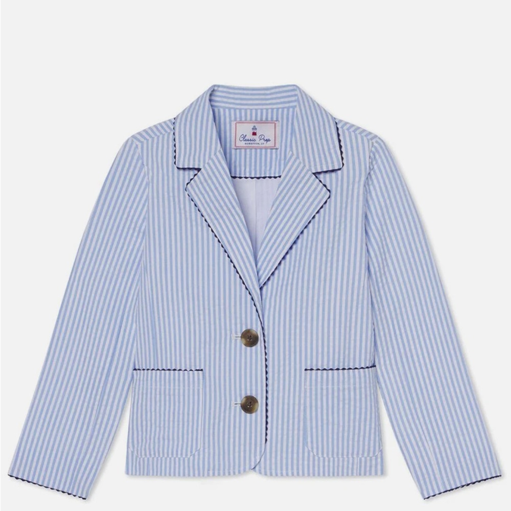 Classic Prep Light Blue Striped Blazer for Kids